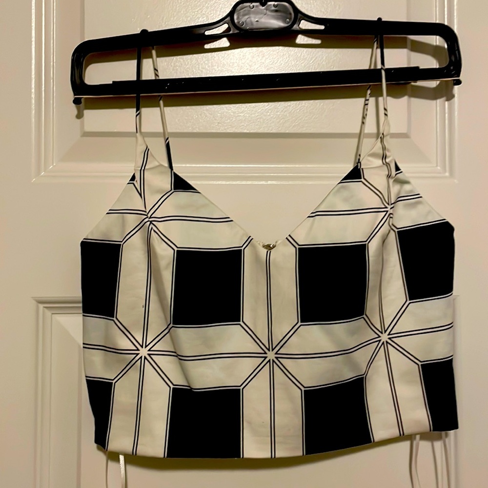 Navy blue and white formal crop top